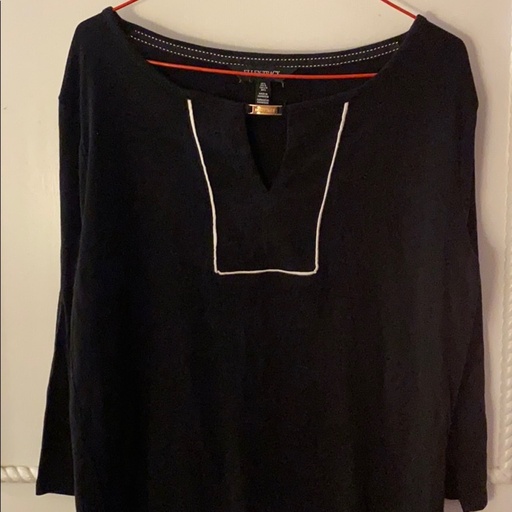 Ellen Tracy blouse black and white.